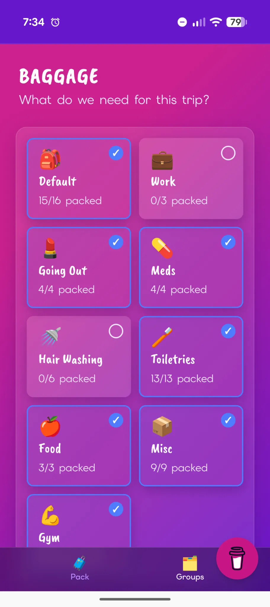 Screenshot of the Baggage app